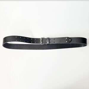 AllSaints black leather‎ studded perforated double prong belt size 42